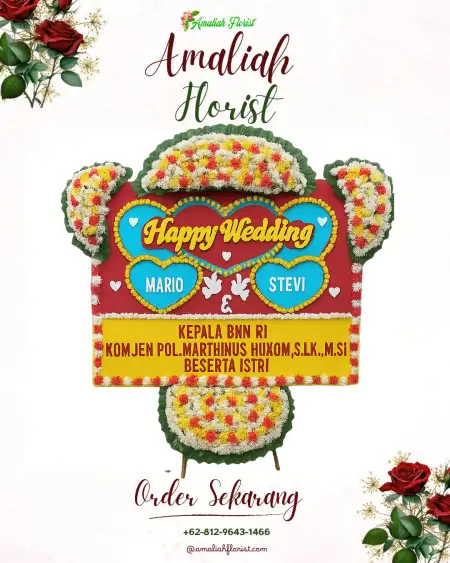 Papan Bunga Pernikahan Selamat
